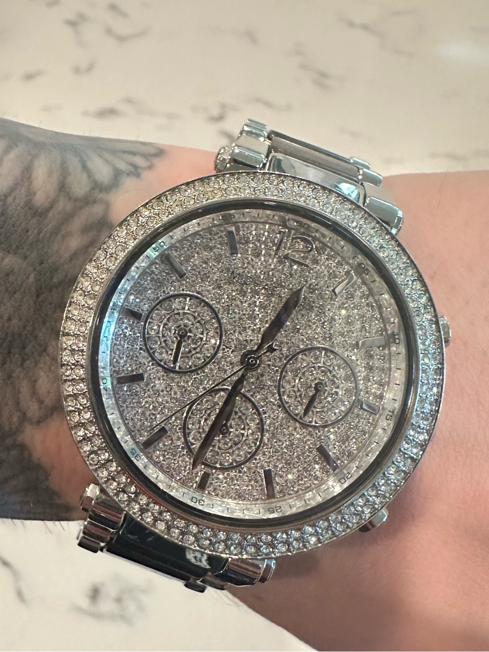 Michael Kors Silver Crystal-Accented Women's Watch